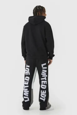 Fashion boohooMAN Regular Limited Heart Gusset Hooded Tracksuit black