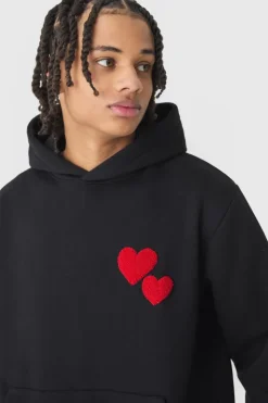 Fashion boohooMAN Regular Limited Heart Gusset Hooded Tracksuit black
