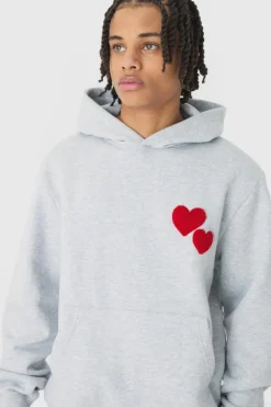 Hot boohooMAN Regular Limited Heart Gusset Hooded Tracksuit grey