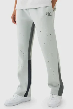 Flash Sale boohooMAN Regular Paint Splatter Printed Gusset Jogger grey