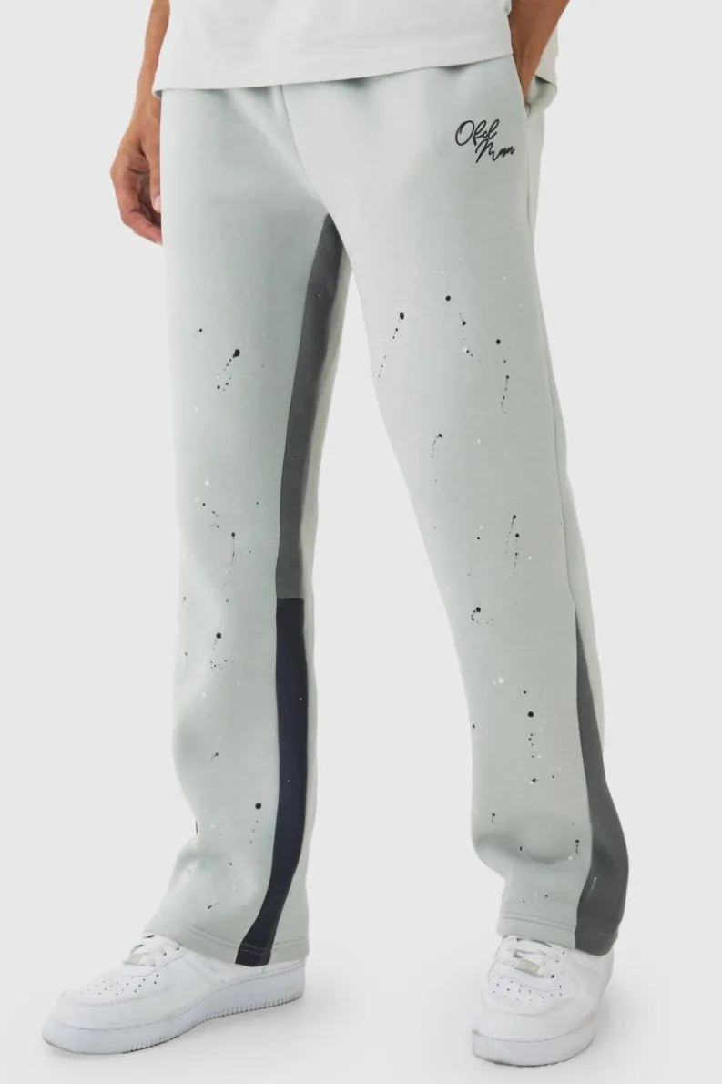 Flash Sale boohooMAN Regular Paint Splatter Printed Gusset Jogger grey