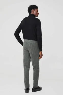 Shop boohoo Regular Pinstripe Wool Look Set forest