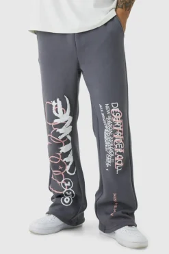 Cheap boohooMAN Regular Printed Gusset Jogger charcoal