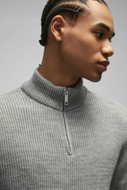 Best boohooMAN Regular Ribbed Stand Up Collar Knitted Jumper grey