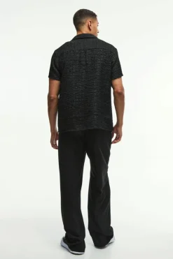 Hot boohooMAN Regular Short Sleeve Seersucker Shirt black