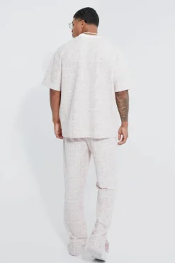 Flash Sale boohooMAN Regular Split Hem Jacquard Aztec Jogger mauve