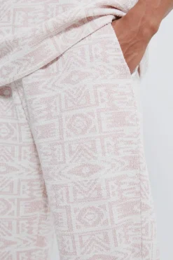 Flash Sale boohooMAN Regular Split Hem Jacquard Aztec Jogger mauve