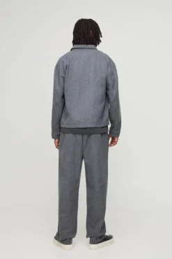 Store boohooMAN Regular Wool Look Overshirt dark grey