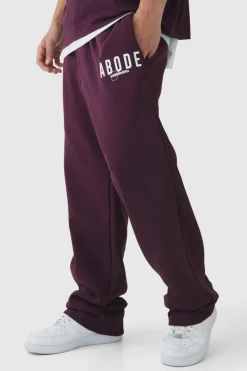 Hot boohooMAN Relaxed Abode Jogger burgundy