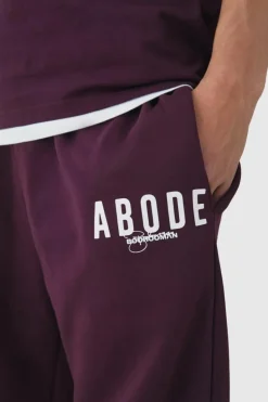 Hot boohooMAN Relaxed Abode Jogger burgundy