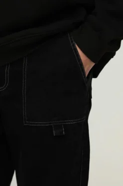 Best Sale boohooMAN Relaxed Acid Wash Twill Cargo Trousers black
