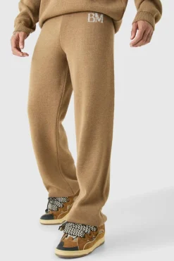 Flash Sale boohooMAN Relaxed Branded Knit Trouser stone