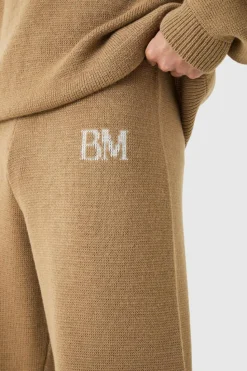Flash Sale boohooMAN Relaxed Branded Knit Trouser stone