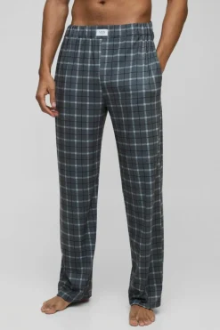 Discount boohooMAN Relaxed Check Lounge Bottoms black