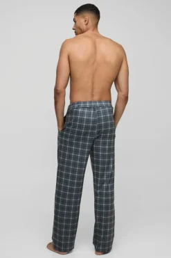 Discount boohooMAN Relaxed Check Lounge Bottoms black