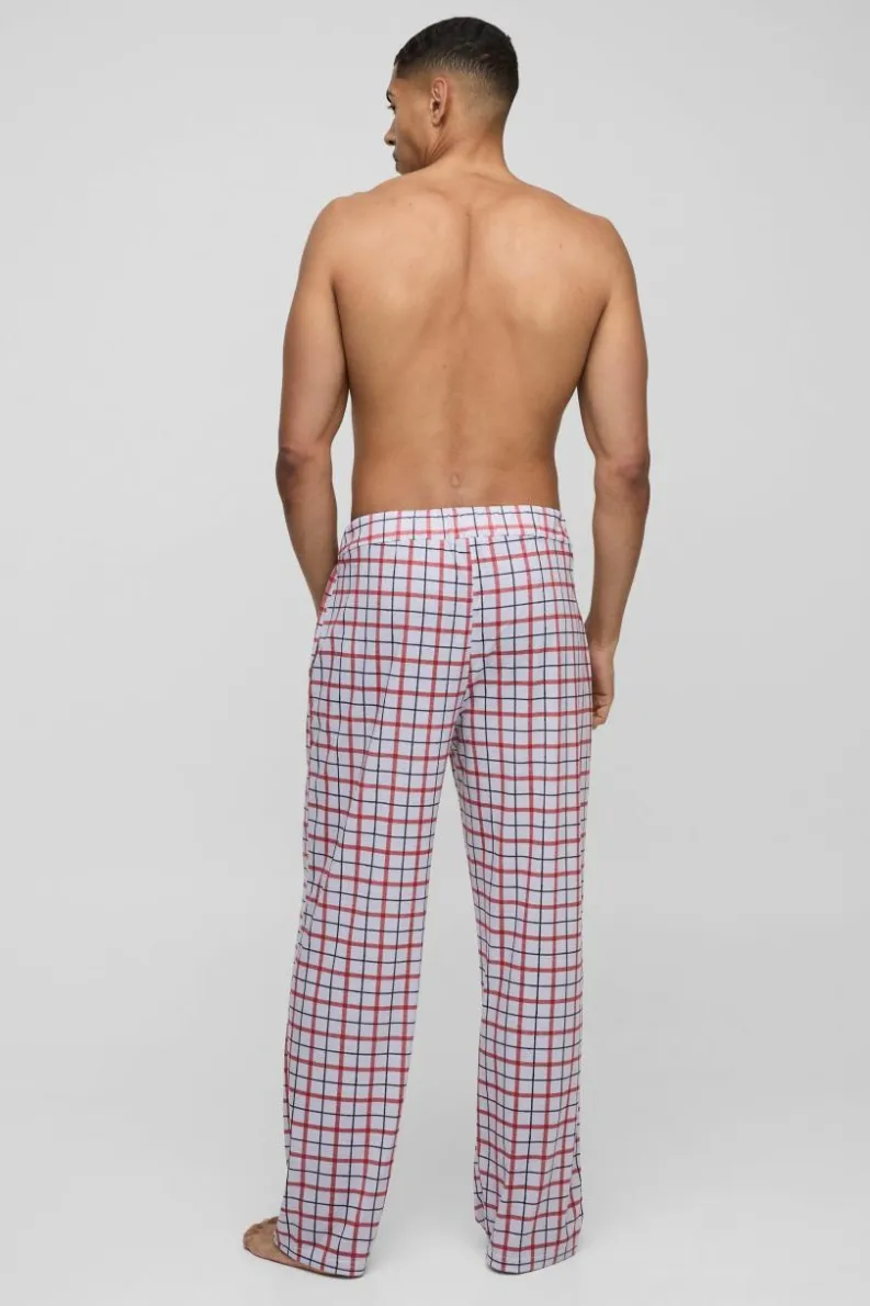 Clearance boohooMAN Relaxed Check Lounge Joggers pink