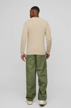 Store boohooMAN Relaxed Chinos With Drawcords In khaki