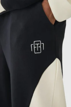 Sale boohooMAN Relaxed Colour Block Polar Fleece High Gusset Jogger charcoal