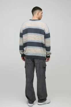 Shop boohooMAN Relaxed Corduroy Cargo Trouser charcoal