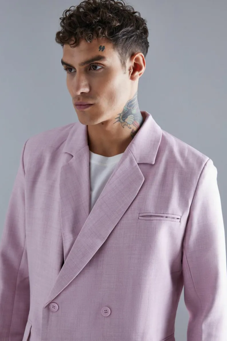 Clearance boohoo Relaxed Double Breasted Suit light pink