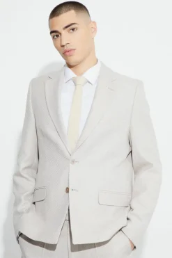 Online boohoo Relaxed Fit Boucle Suit grey