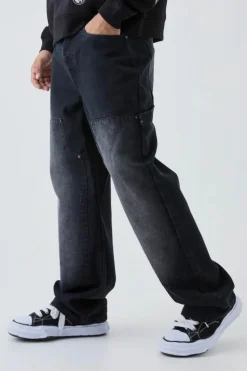 Sale boohooMAN Relaxed Fit Carpenter Jeans washed black