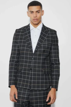 New boohoo Relaxed Fit Check Suit black