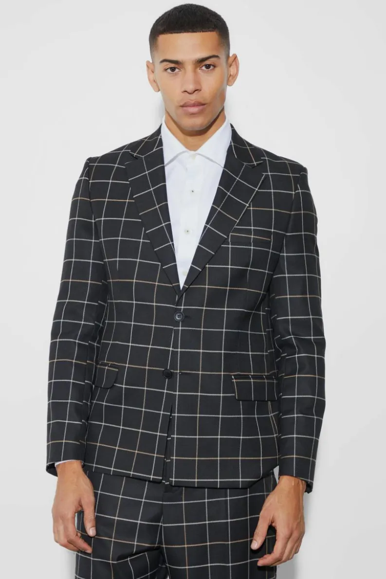 New boohoo Relaxed Fit Check Suit black