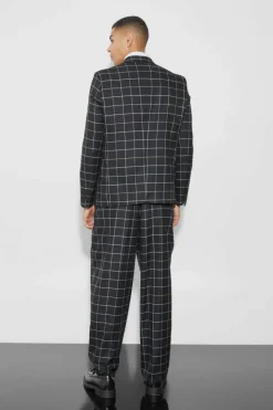 New boohoo Relaxed Fit Check Suit black