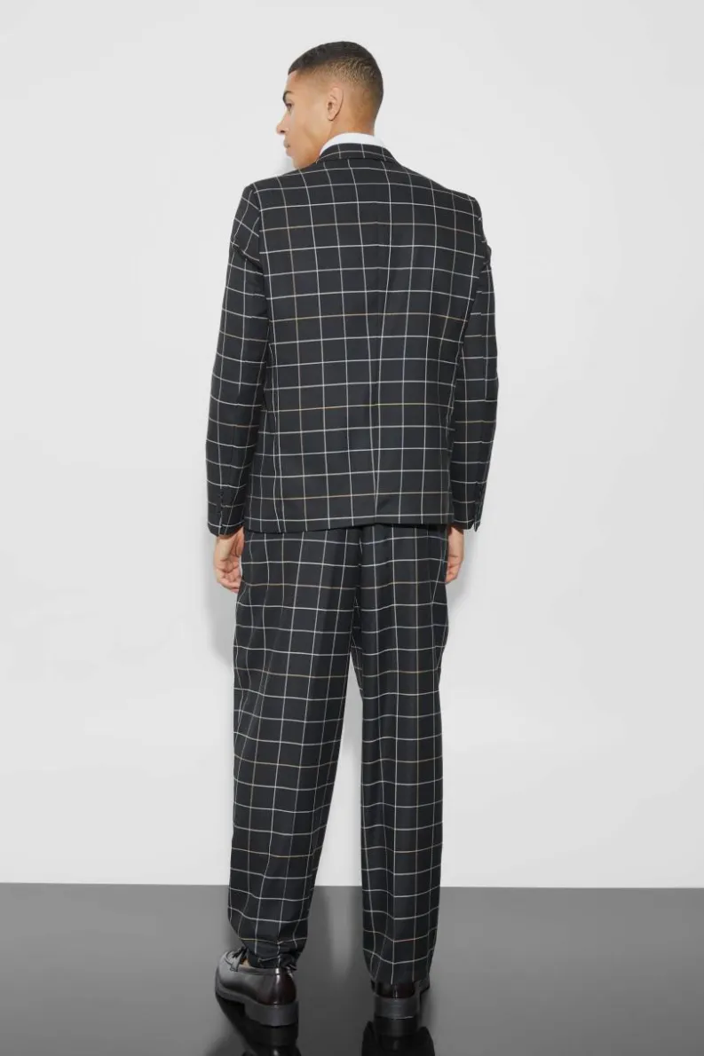 New boohoo Relaxed Fit Check Suit black
