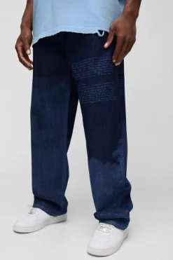 Best Sale boohooMAN Relaxed Fit Cloud Laser Print Jeans indigo