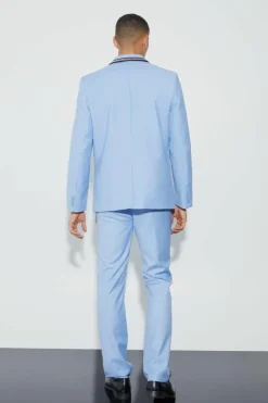Best Sale boohoo Relaxed Fit Double Breasted Suit light blue