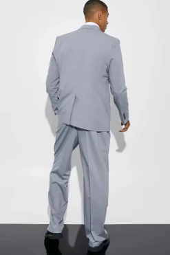 Store boohooMAN Relaxed Fit Double Breasted Suit Jacket grey