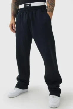 New boohooMAN Relaxed Fit Double Waistband Jogger black
