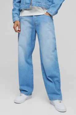 Cheap boohooMAN Relaxed Fit LA Applique Jeans light blue