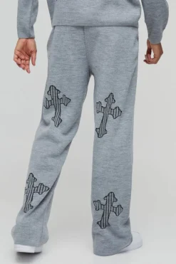 Discount boohooMAN Relaxed Fit Laddered Cross Raw Edge Knitted Jogger grey