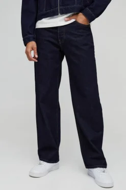 Discount boohooMAN Relaxed Fit LA Embroidery Jeans indigo