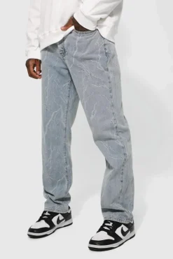 Cheap boohooMAN Relaxed Fit Lightning Jacquard Jeans ice blue