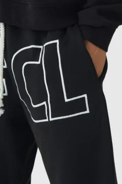 Outlet boohooMAN Relaxed Fit OFCL Applique Jogger black