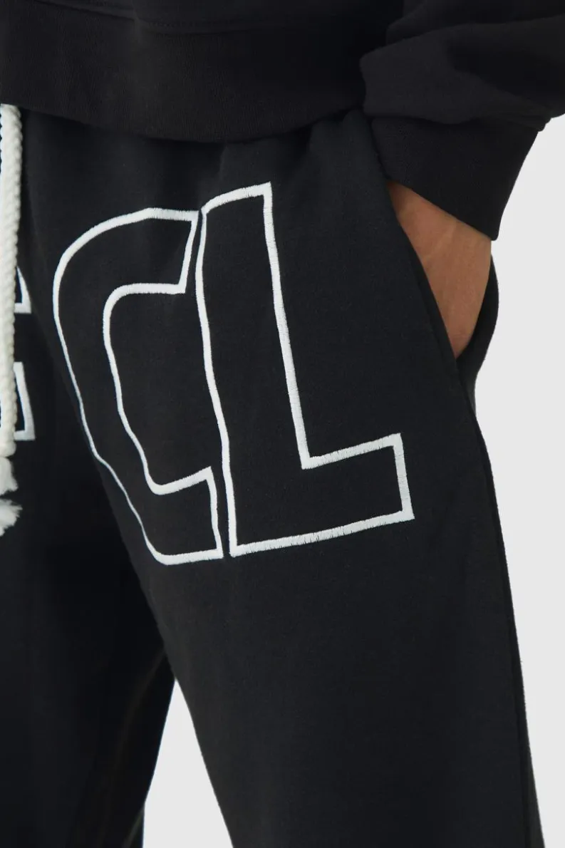 Outlet boohooMAN Relaxed Fit OFCL Applique Jogger black