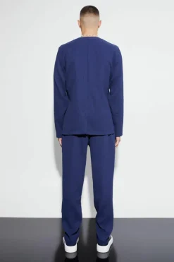 Hot boohoo Relaxed Fit Pleated Suit Set navy