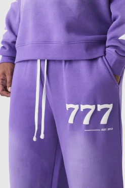 Hot boohooMAN Relaxed Fit Puff Print Spray Wash Moto Joggers purple