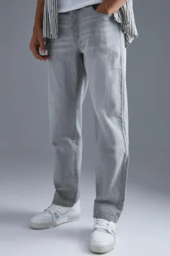 Clearance boohooMAN Relaxed Fit Rigid Jeans light grey