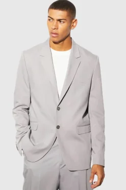 Store boohooMAN Relaxed Fit Single Breasted Suit Jacket grey