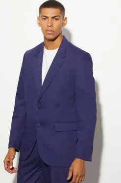 Cheap boohooMAN Relaxed Fit Single Breasted Suit Jacket navy