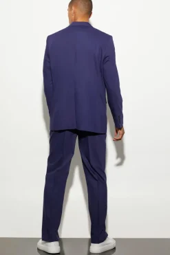Cheap boohooMAN Relaxed Fit Single Breasted Suit Jacket navy