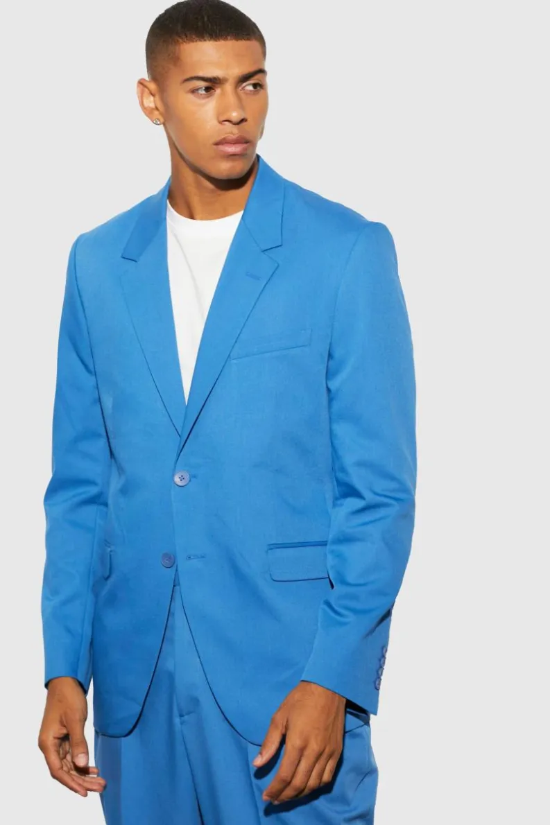 Store boohooMAN Relaxed Fit Single Breasted Suit Jacket marine blue