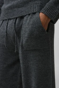 Shop boohooMAN Relaxed Fit Split Hem Brushed Knit Joggers charcoal