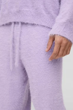 Best Sale boohooMAN Relaxed Fit Super Fluffy Knitted Joggers lilac