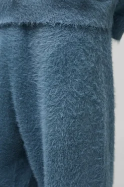 Outlet boohooMAN Relaxed Fit Super Fluffy Knitted Joggers slate blue